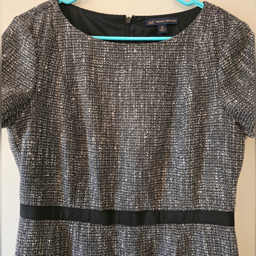 Brooks Brothers Womens Dress in Silver-Black Tweed Size 12 - Picture 2 of 4
